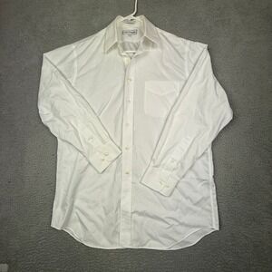 Paul Fredrick Mens‎ White Non Iron Two Ply Cotton Pinpoint Dress Shirt 15 1/2 33